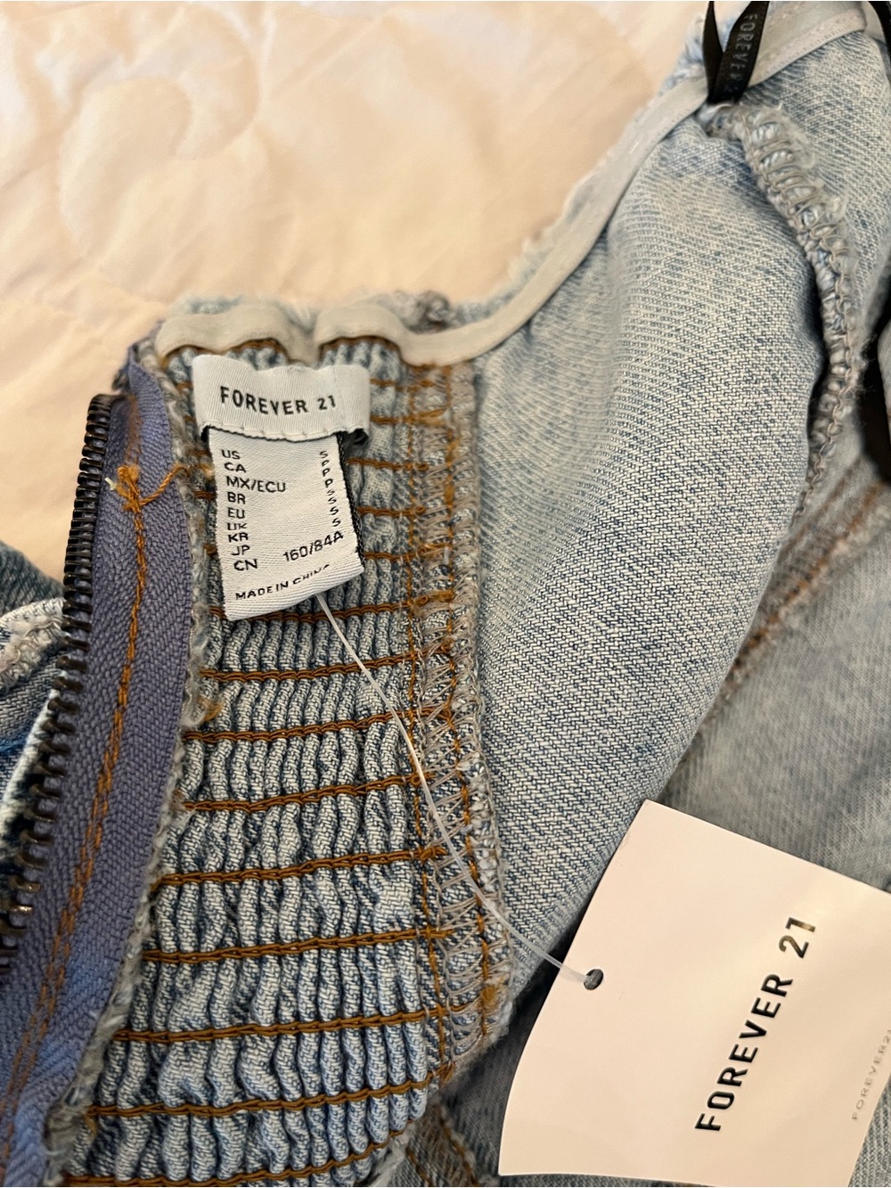 NWT Forever 21 Light Blue Strapless Tiered Denim Dress size Small - Picture 6 of 7